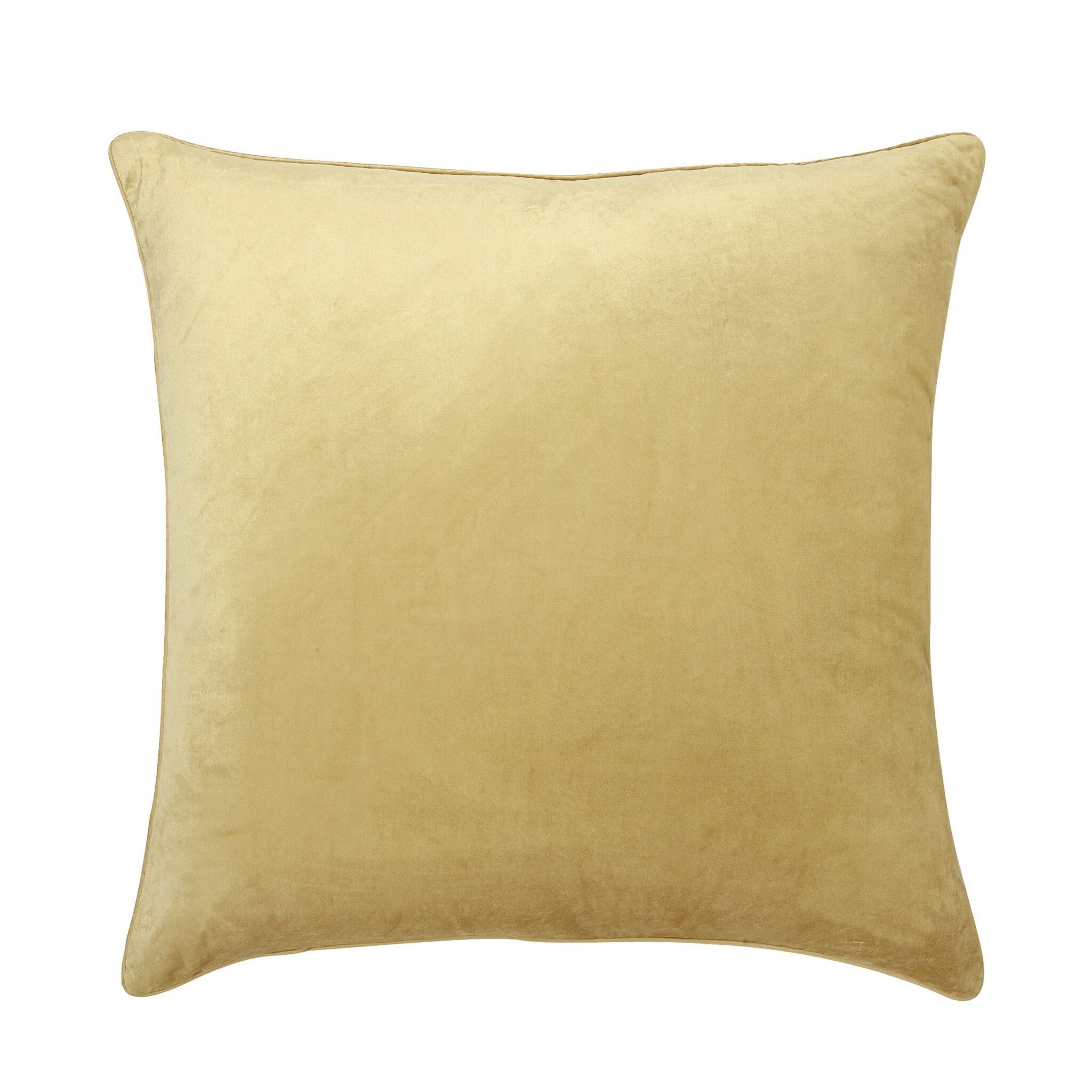 Nigella Camomile Square Velvet Cushion 1 Nigella, fløyelspute i kamillegul