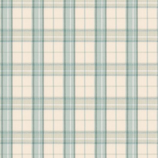 Gardinstoff i ruter med duck egg og pistasjgrønt