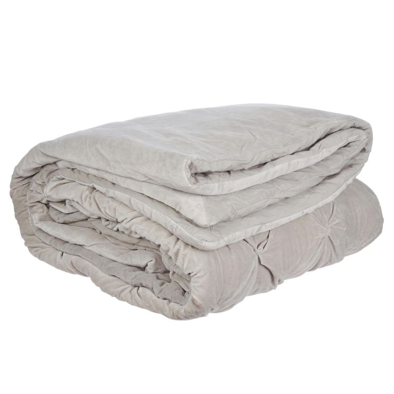 audley stålgrå sengeteppe i stålgrå fløyel