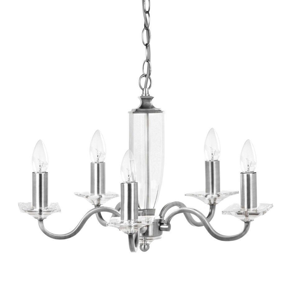 carson krom lysekrone i krom og glass