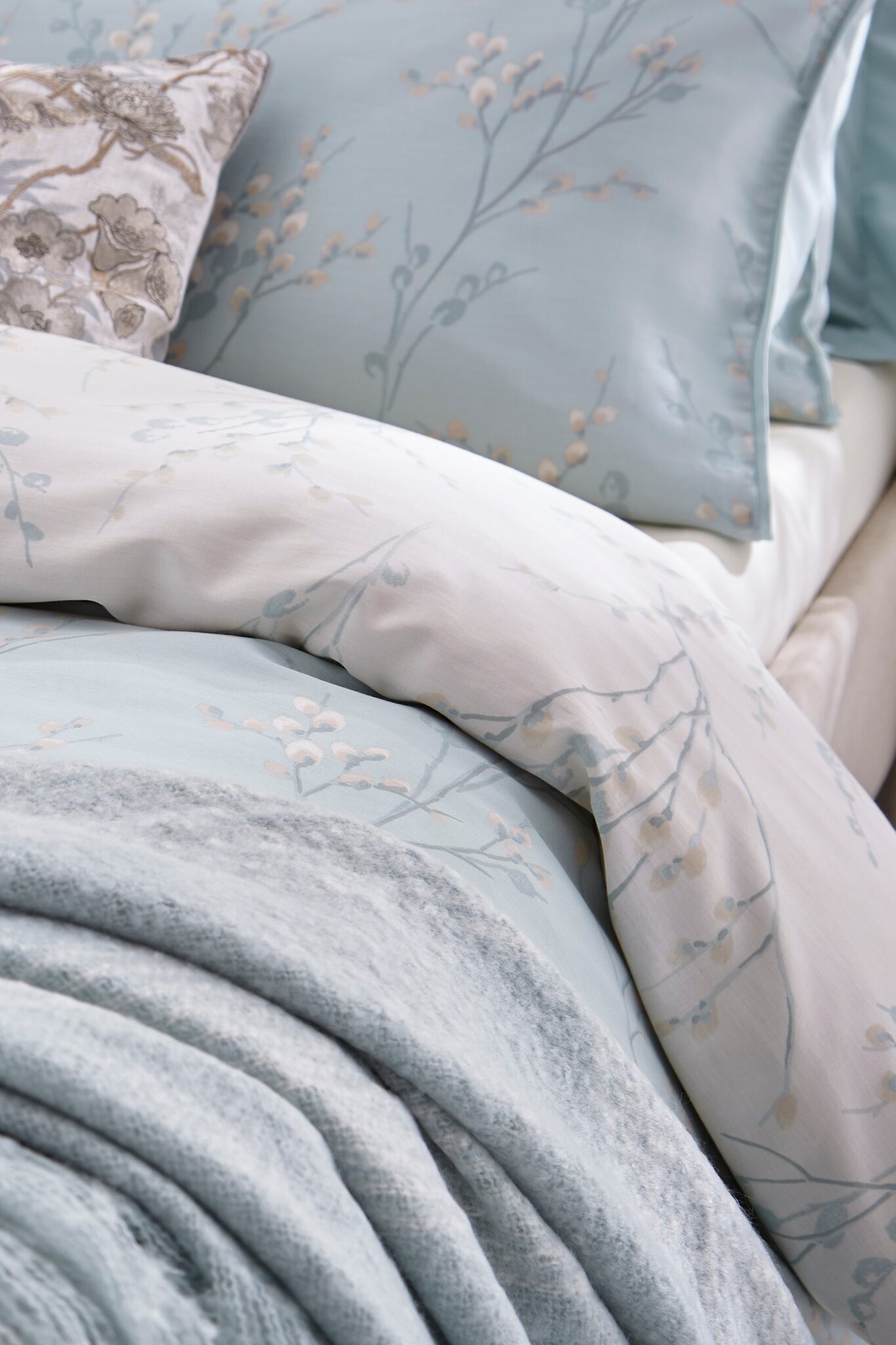 pussy willow duck egg bedset detalj