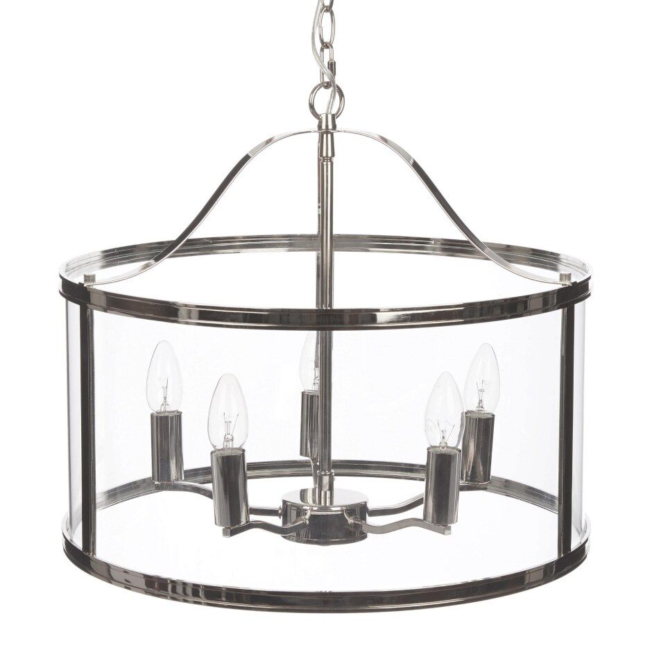 harrington fem armet stor taklampe i krom