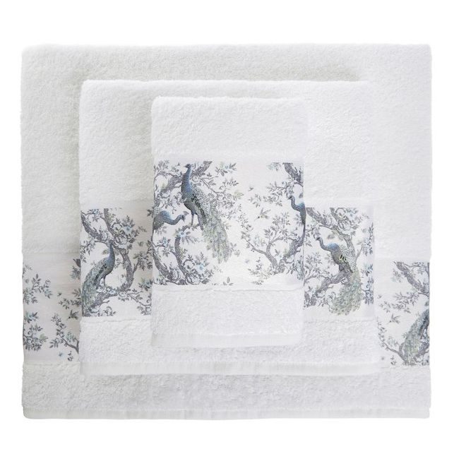 Belvedere hvite håndklær hvite håndklær med påfugl