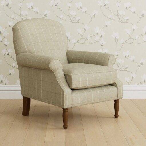 Elmore check rutete møbelstoff i natur