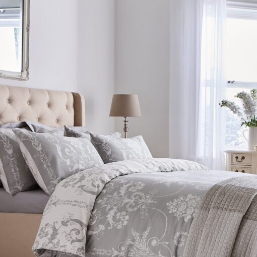 josette sengesett i stålgrå bomullssateng