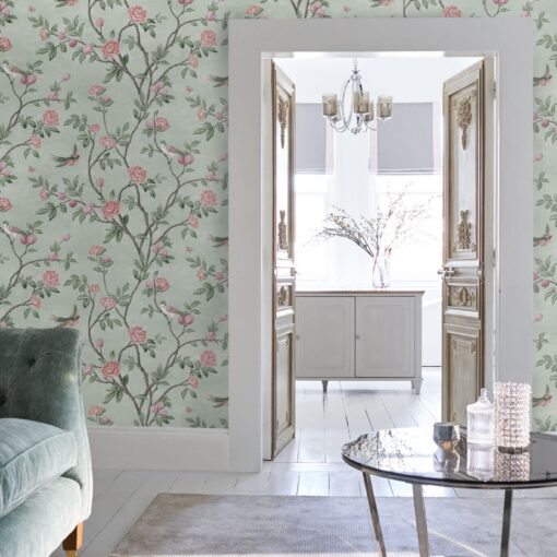 grønn tapet i fransk landstil