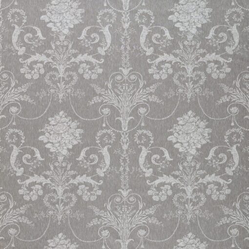 Damaskvevd stålgrått gardinstoff