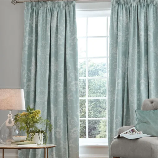 Josette ferdigsydde gardiner i duck egg