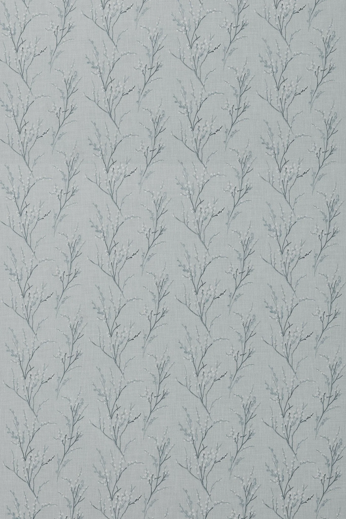 pussy willow brodert gardinstoff i blått det