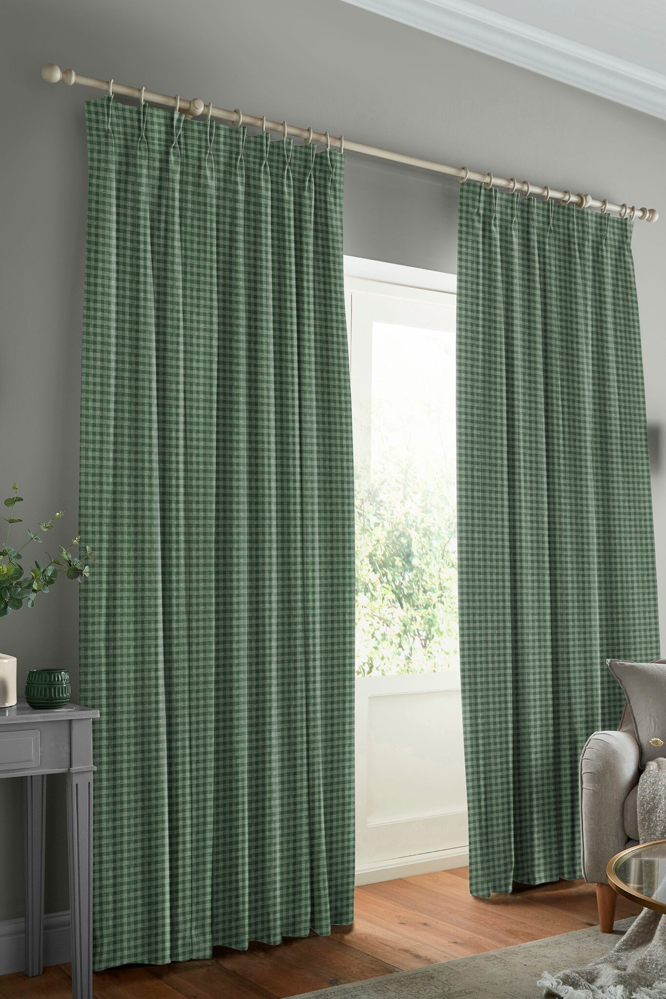 Gingham grønn interiør