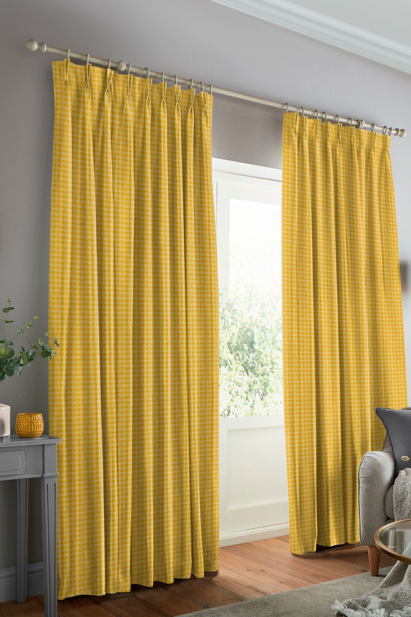 Gingham sennepsgul interiør gingham ruter i sennepsgul