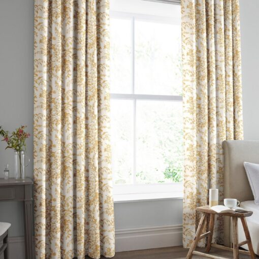 Picardie gardinstoff i okergult