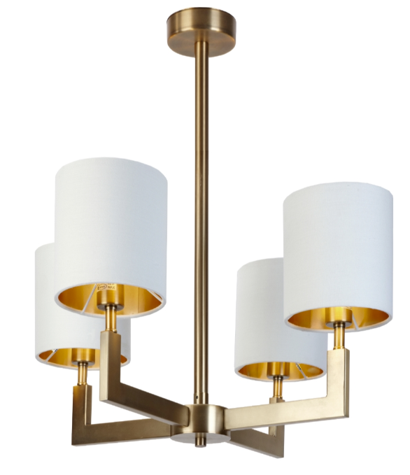 Ealga 4-armet lysekrone - antikk messing og gulldetaljer - Bilde 3