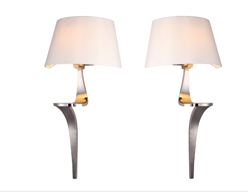 Enzo vegglamper i nikkelfinish med hvite skjermer (2 stk) - Bilde 2
