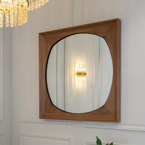 Rupert – stort kvadratisk veggspeil i mørk valnøtt (152 x 152 cm)