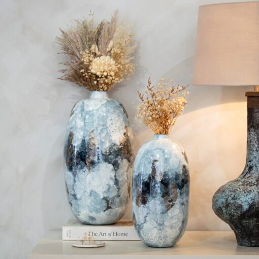 Igino vaser i blå emalje – sett med to