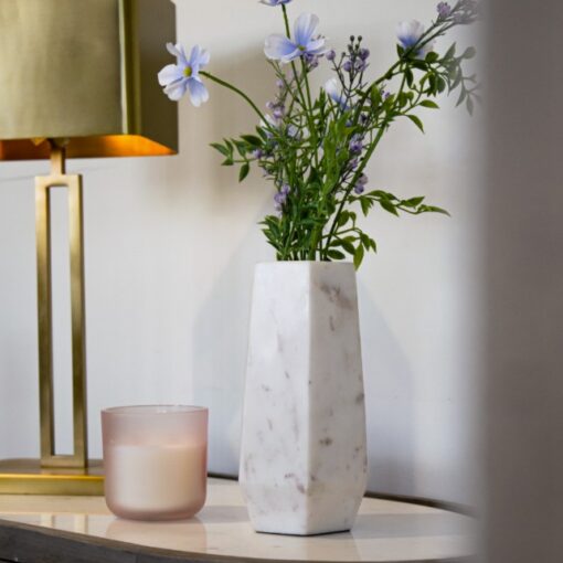 Alora marmorvase i hvit marmor – designvase 23 cm