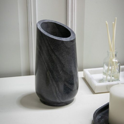 Arlet marmorvase i sort marmor – eksklusiv designvase 23 cm