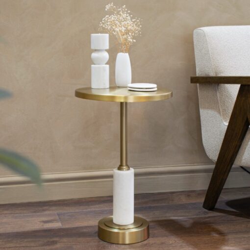 Erdre sidebord – i antikk messing og hvit marmor