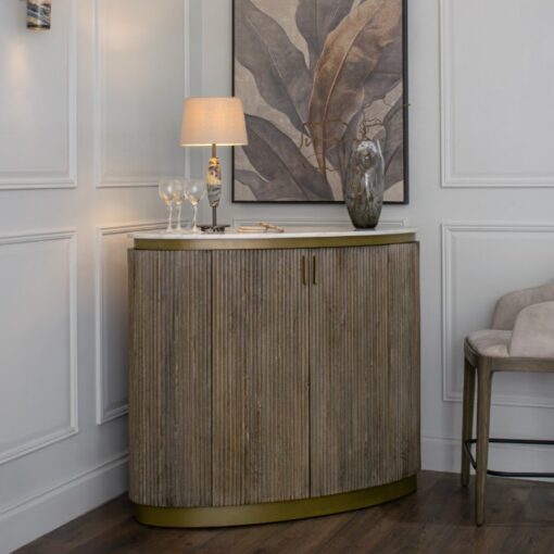 Maigue oval bar – med marmortopp og antikk messing