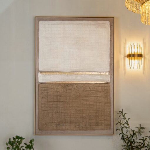 Pia canvas maleri – håndmalt kunstverk med gullaksenter 150 x 100 cm