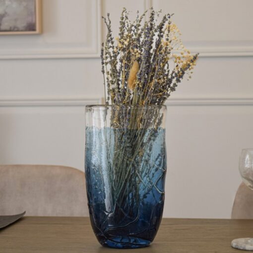 Rudd vase i blåtonet glass – 30 cm