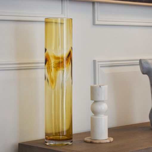 Trym vase (stor) i gult tonet glass – 45 cm