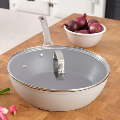 Sautépanne i duegrå – non stick med glasslokk, fra Laura Ashley