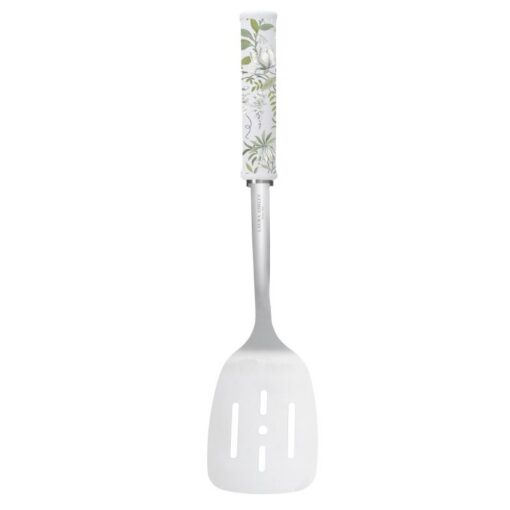 Parterre, stekespade med hull i rustfritt stål og mønstret keramikkhåndtak