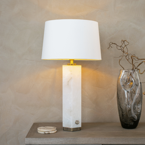 Helena bordlampe i alabast og messing (base)