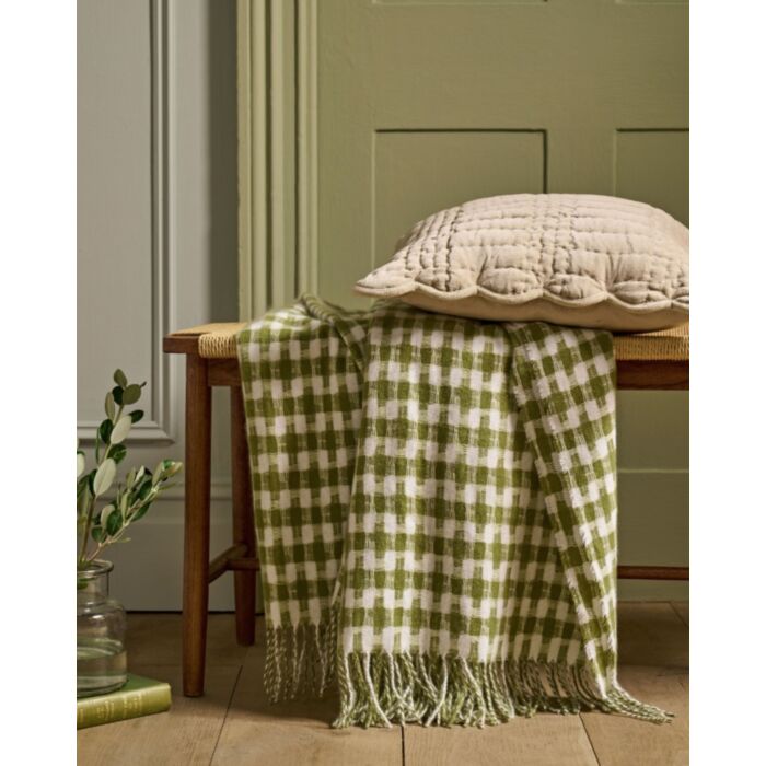 Laura Ashley Knapton olivengrønn 130x170 cm pledd