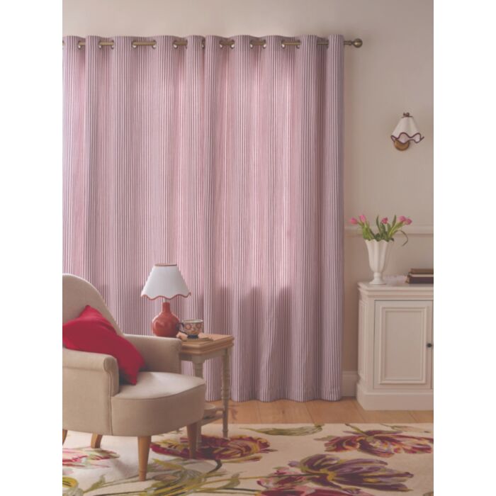 Cornish, Chenille Stripe Røde Ferdigsydde gardiner - Bilde 4