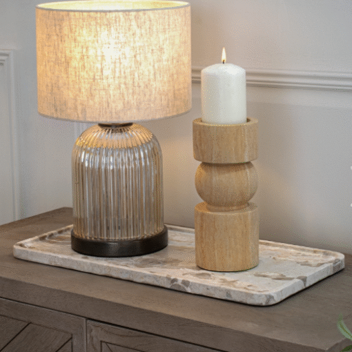 Kiara dekorfat i beige marmor – 50 x 25 cm