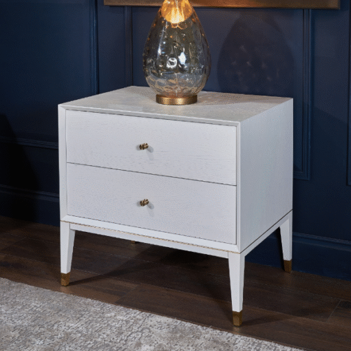 Bayeux White bredt sidebord med 2 skuffer