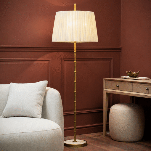 Conti gulvlampe i alabast og antikk messing