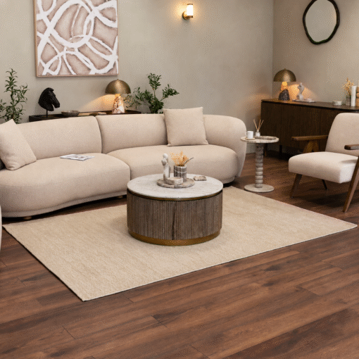 Pasco Beige – gulvteppe i ull og bomull 165 × 250 cm