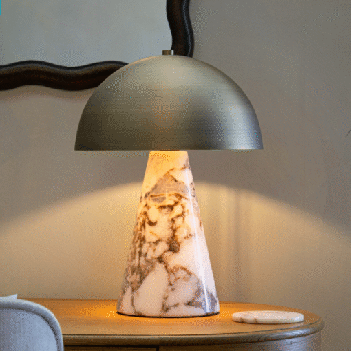 Romero bordlampe i marmor og antikk messing