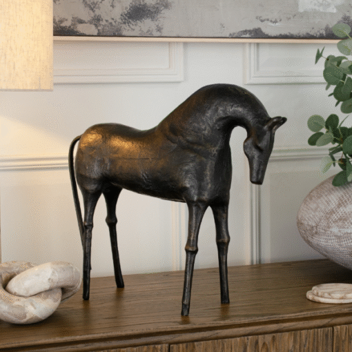 Melor dekorfigur hest i antikk bronse
