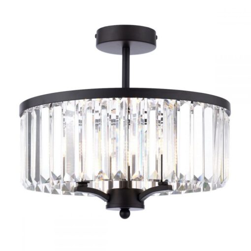 Elkwood, semi-innfelt krystall- og svart lampe med tre lyskilder fra Laura Ashley